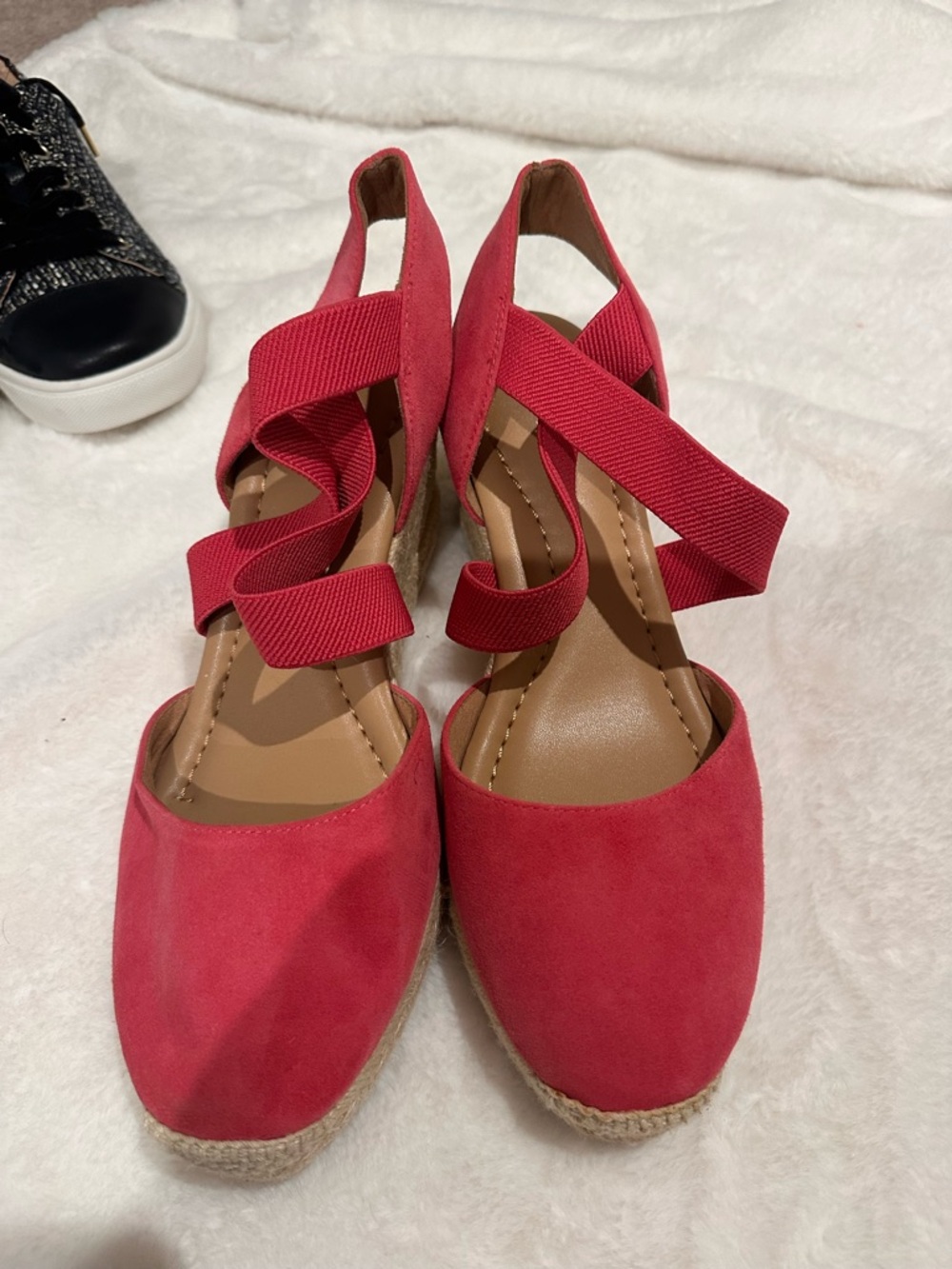 Easy Spirit Pink Espadrille Wedge Sandals with Crossband Straps